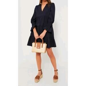 Tuckernuck Pomander Place Navy Cotton Poplin Kenzo Dress XXL Tiered Mini